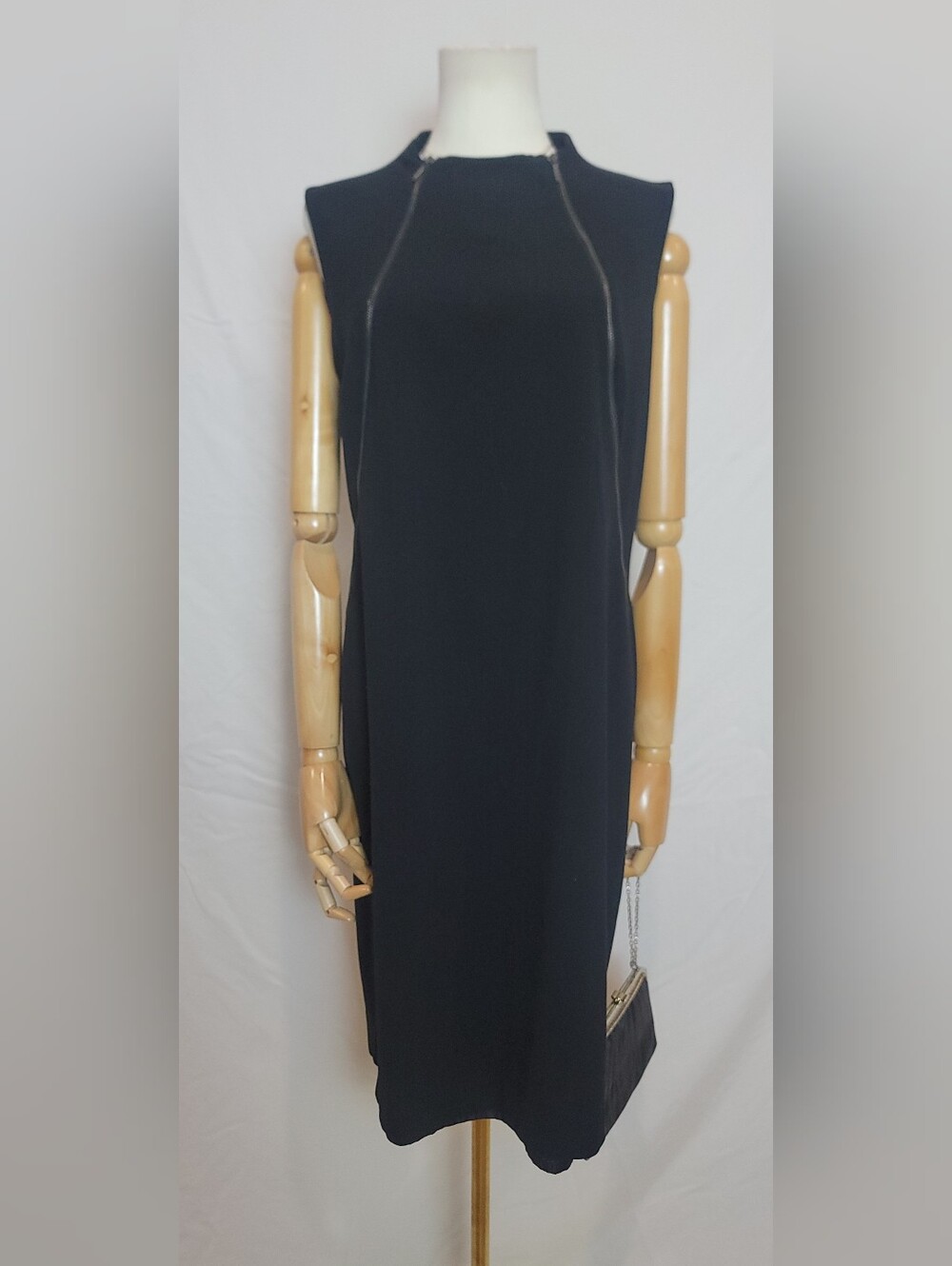 Calvin Klein Black Sleeveless Double-zipper Front Sheath Dress, Size 12